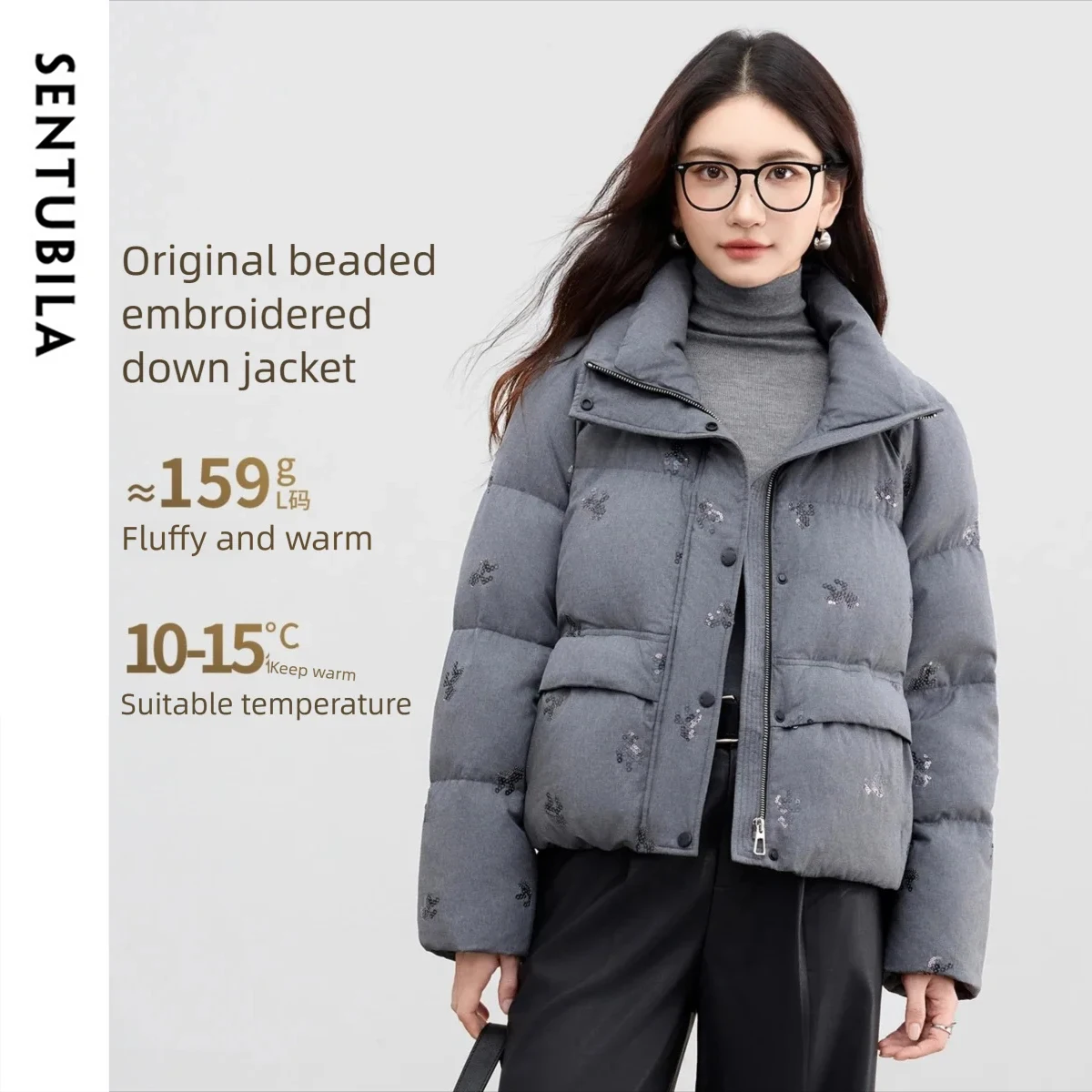 SENTUBILA hiver chaud vers le bas manteaux pour femme col montant doudoune 2025 hiver mode trajet femme vêtements W54YC2880