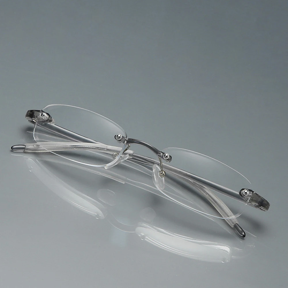 Gray TR90 Reading Glasses Unisex Rimless Presbyopic Glasses +0.5+0.75 +1 +1.25 +1.5 +1.75 +2 +2.25 +2.5 +2.75 +3.25 +3.5 +3.75+4