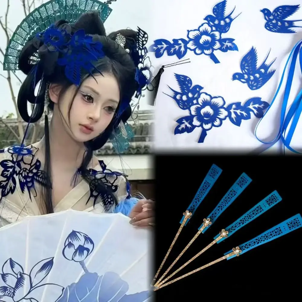

Magpie Chinese Style Headpiece Flower Hairpin Hanfu Headwear Paper Cutting Style Morning Robe New Year Headdress Women