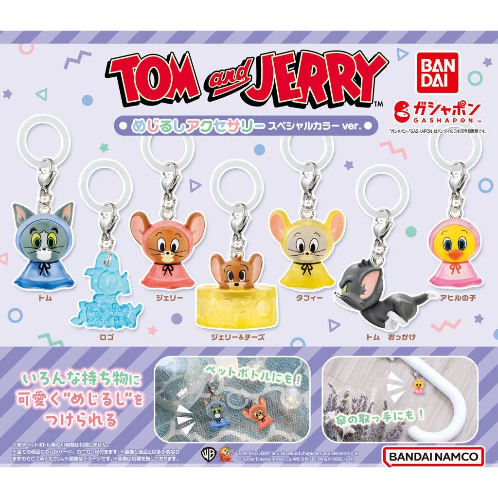 Bandai Capsule Anime Tom and Jerry 3cm Buckle Charm Umbrella Bag Pendant Toys for Kids and Adult Birthday Christmas Gifts