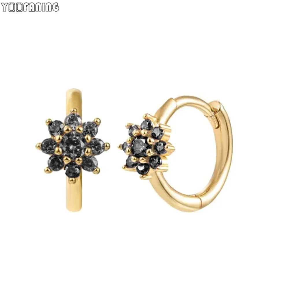925 Sterling Silver Ear Needle Classic Retro Hoop Earring Exquisite Black Zircon Tassel Pendant Earring for Women Jewelry Party