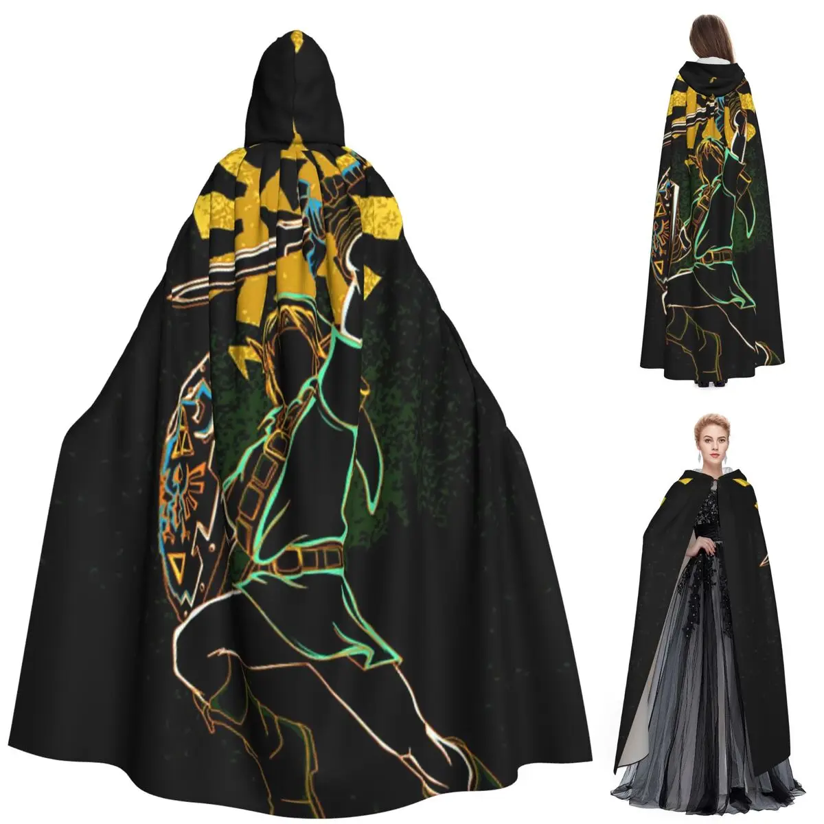 

Длинный плащ с капюшоном Legend Of Zeldas, средневековый костюм ведьмы, накидка для косплея, накидка на Хэллоуин, вечеринка для взрослых, унисекс