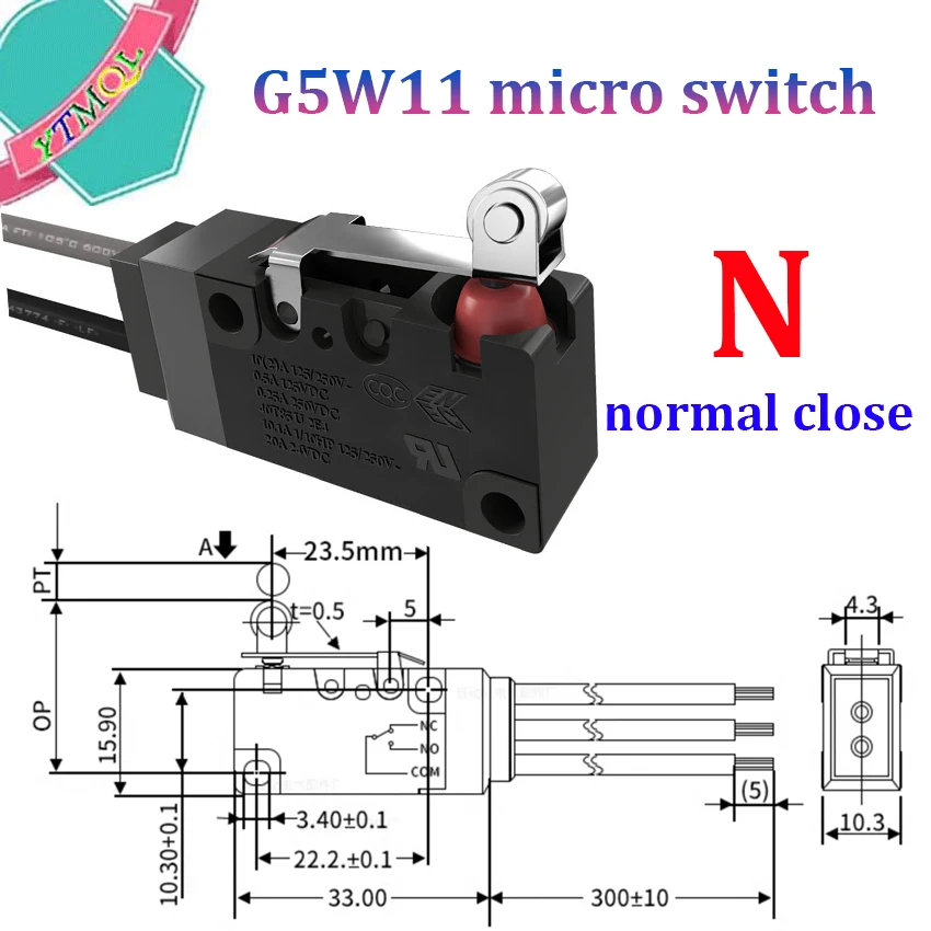 1Pcs Waterproof micro switch G5W11 high travel limit detection switch, charging gun long button