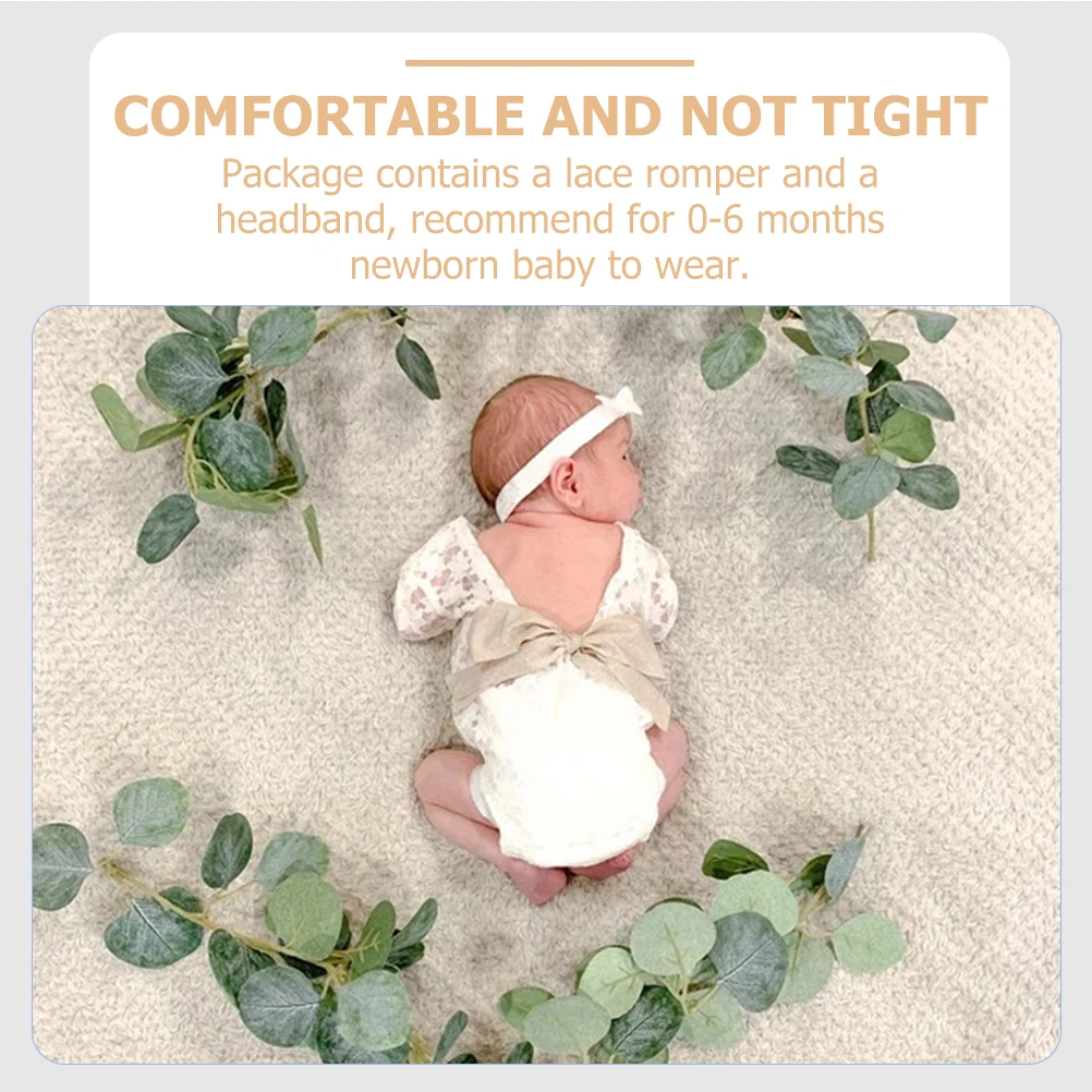

Bow Lace Clothes Hairband Newborn Baby Photo Props Soft Comfortable Outfit Set for 0 6 Months Girls Photography Studio