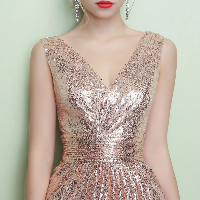 

Золотое вечернее платье с пайетками, длинное, облегающее, с эффектом «рыбий хвост», для торжественных мероприятий, модное, больших размеров, женская официальная одежда