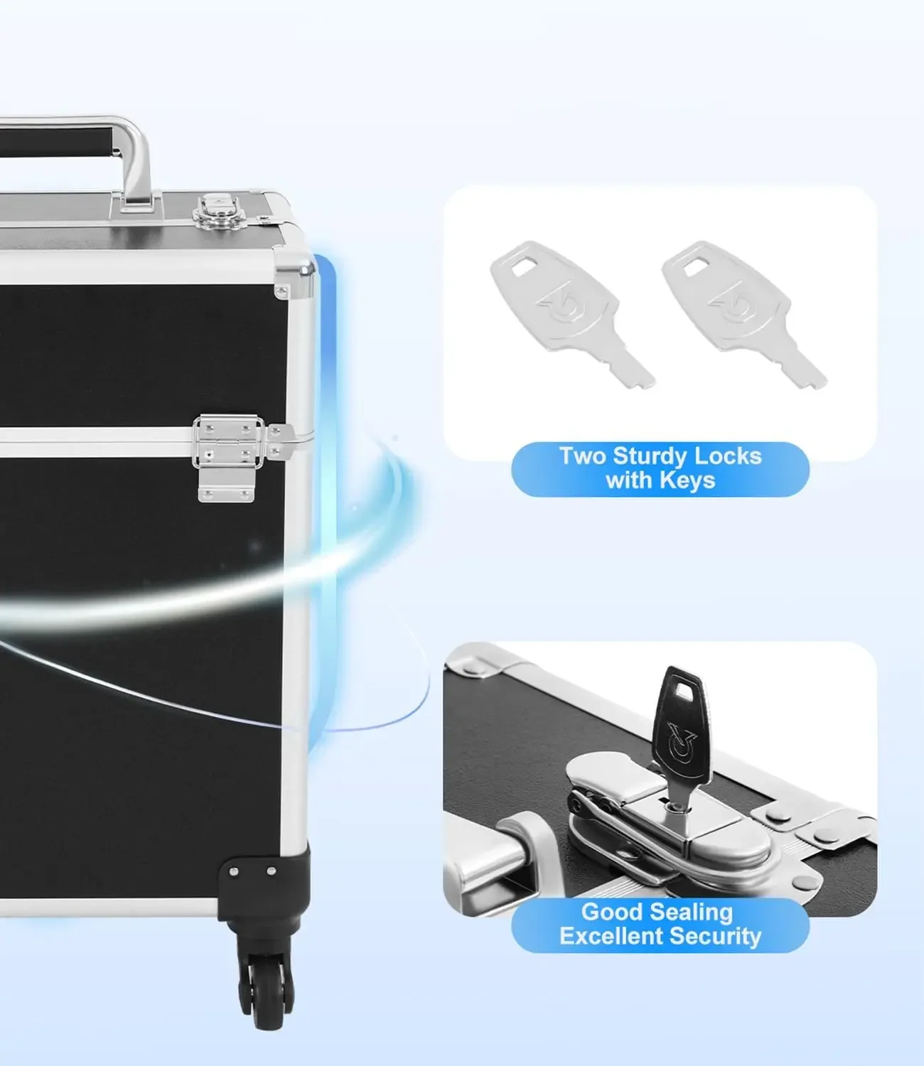 Professional Travel Makeup Case Beauty Train Case Rolling Cosmetic Organizer New