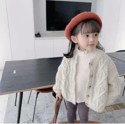 Winter Kids Clothes Single Breast Girls Sweater Brief Style Boys Cardigans Knitted Sweater 1-7Y