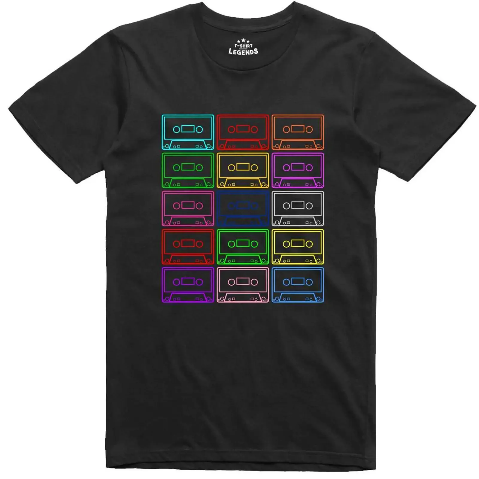 Mens T Shirt 80 amp 39 s C90 Cassette Mix Tape Multi Colour Retro Music Top vintage Washed homme fashion designer clothes Soft
