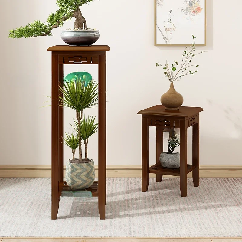 Chinese Antique Flower Racks Floor-to-ceiling Solid Wood Plant Shelves Indoor Living Room and Balcony Vintage Plant Holder