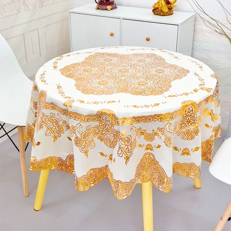 D84 large round table cloth round round table cloth waterproof anti-scalding folding round table plastic round table