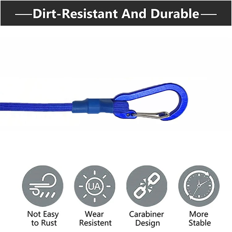 8 mm robustes elastisches Seil, 7 Arten von elastischen Riemen, Wanderhaken, Gepäck-Verpackungsseilen, Camping-Zubehör – Detail 4