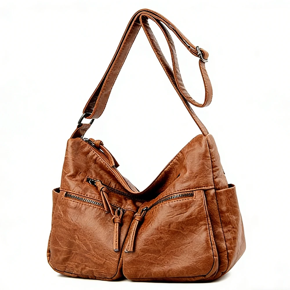 

2026 Pu Skin Leather Ladies Hand Bag Carteras Para Mujer De Moda Originales Top Layer Pu Fashion Luxury Messenger Crossbody