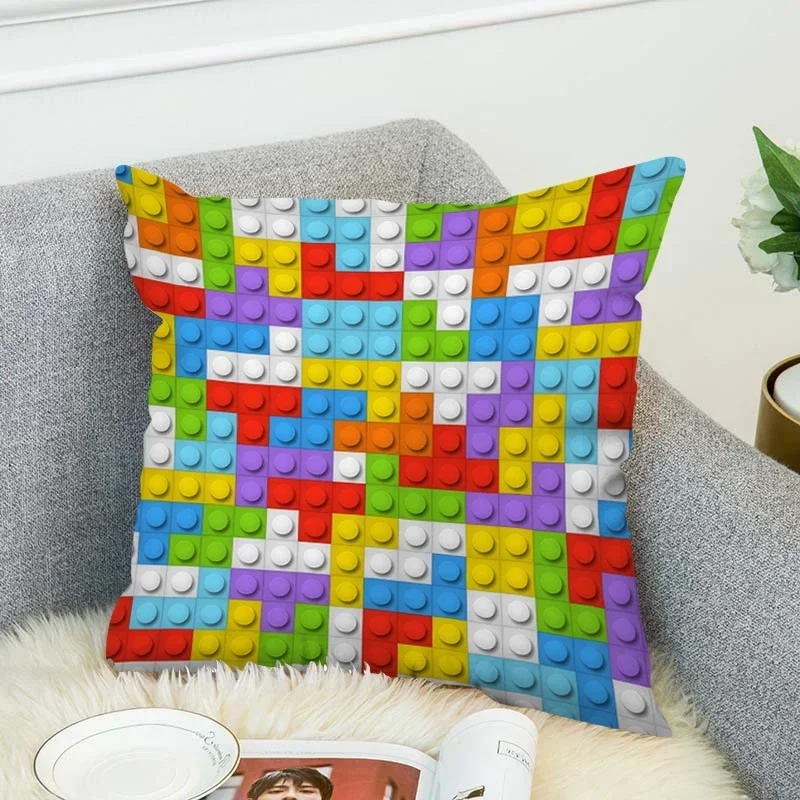 Pillowcase 45*45 Building Blocks Decorative Pillows Cushion Cover 50x50 Pillow Cases for Bed Fall Decoration Lounge Chairs 40*40