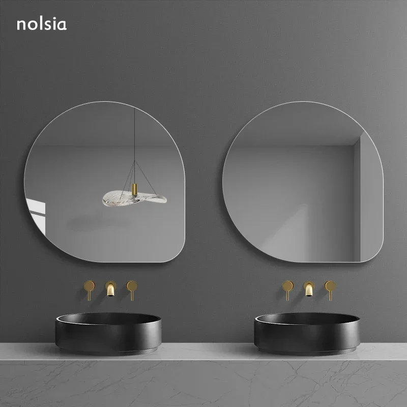 Bathroom Shower Mirror Wall Mounted Makeup Hairdressing Irregular Mirror Aesthetic Large Espejo Pared Vanity Accessories EB5BM image 6