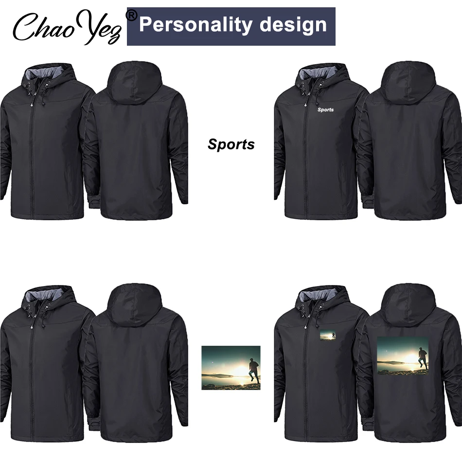 New Custom Logo Men Jacket DIY Print Brand Zipper Coat Windproof Waterproof Jacket Unisex Outdoor Jackets Sportswear Autumn