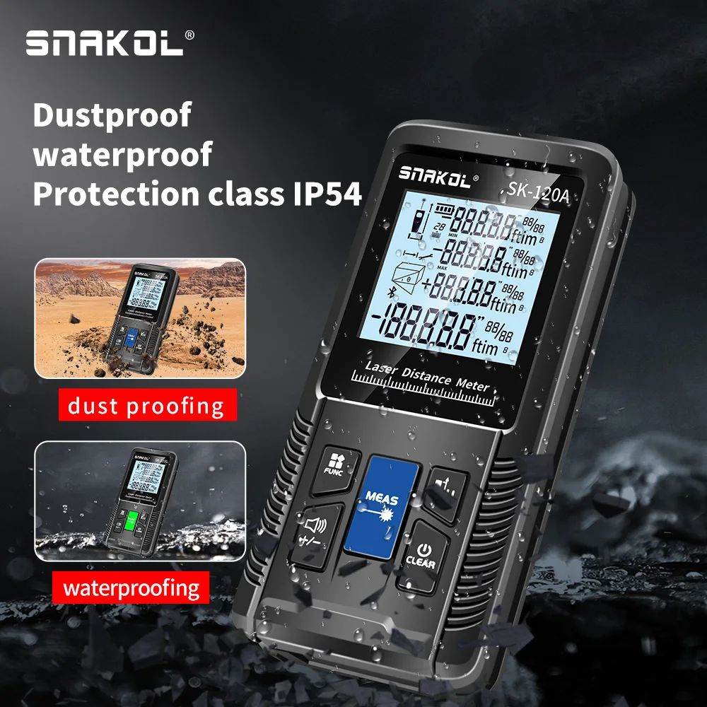 Snakol Misuratore di nastro laser 40/50/120M Misuratore di distanza laser Telemetro digitale Roulette ad alta precisione Righello elettronico multiplo