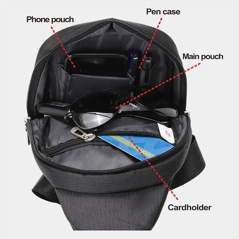 Bolsa de peito suíço-impermeável para homens, bolsa de ombro, crossbody, grande espaço, prático, durável, lazer, ao ar livre, moda