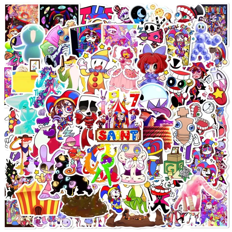 60PCS Cute The Amazing Digital Circus Series Graffiti Sticker Cartoon Role Creativity Printing DIY Luggage Skateboard Sticker