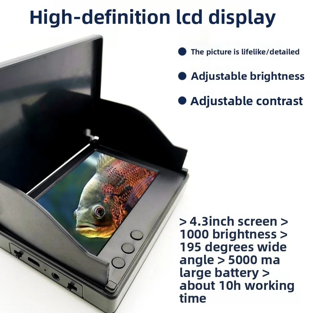 شاشة 4.3 بوصة مراقبة الصيد تحت الماء IPS عرض الشمس قناع تحت الماء صياد السمك شاشة LCD للرؤية الليلية