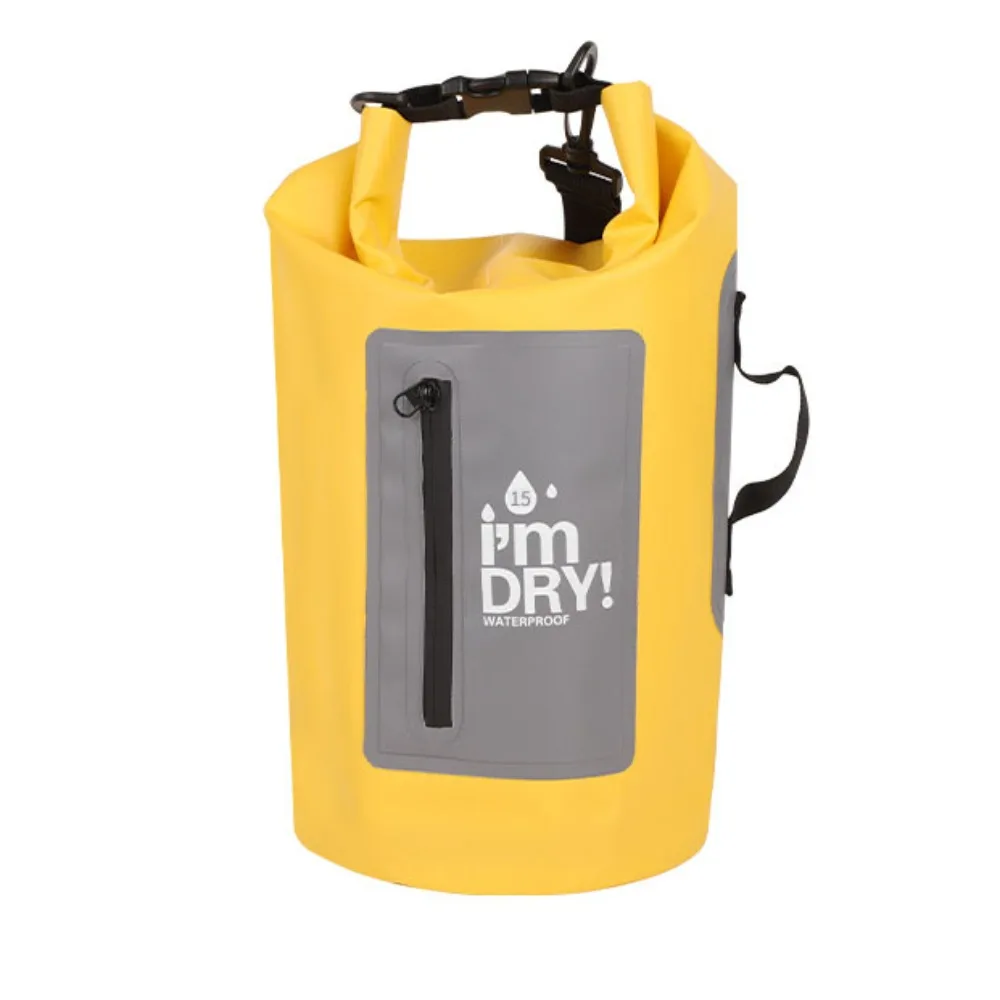 

10/15L Waterproof Dry Bag Waterproof with Shoulder Straps Swimming Bucket Bag Large-Capacity Foldable Beach Backpack