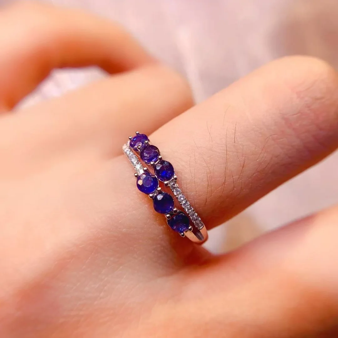 

New Model Artistic Natural Blue Sapphire Ring S925 Silver Structure Design Sophisticated Luxury Daily Jewelry