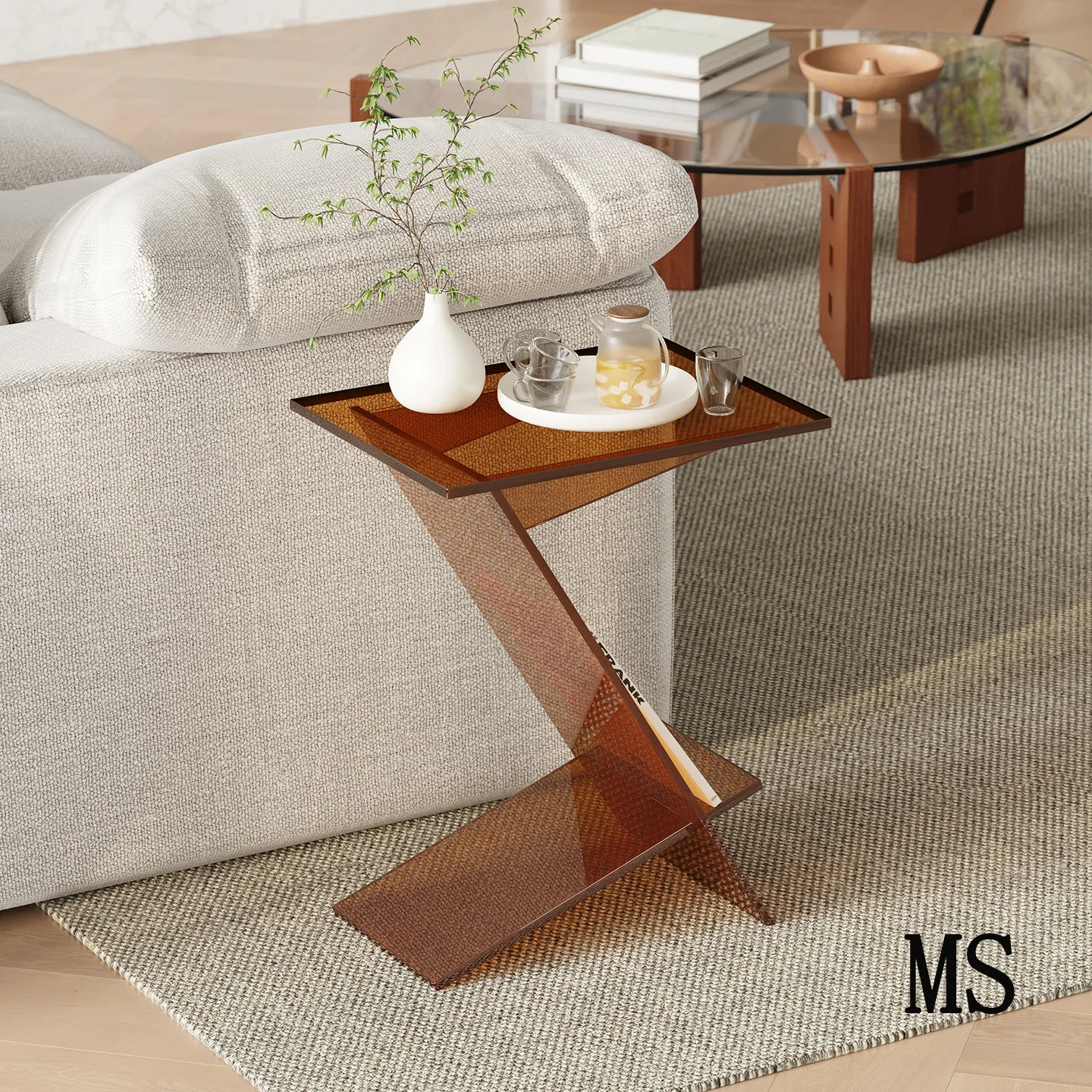 LTT light luxury transparent acrylic household minimalist small side table simple living room bay window corner coffee table