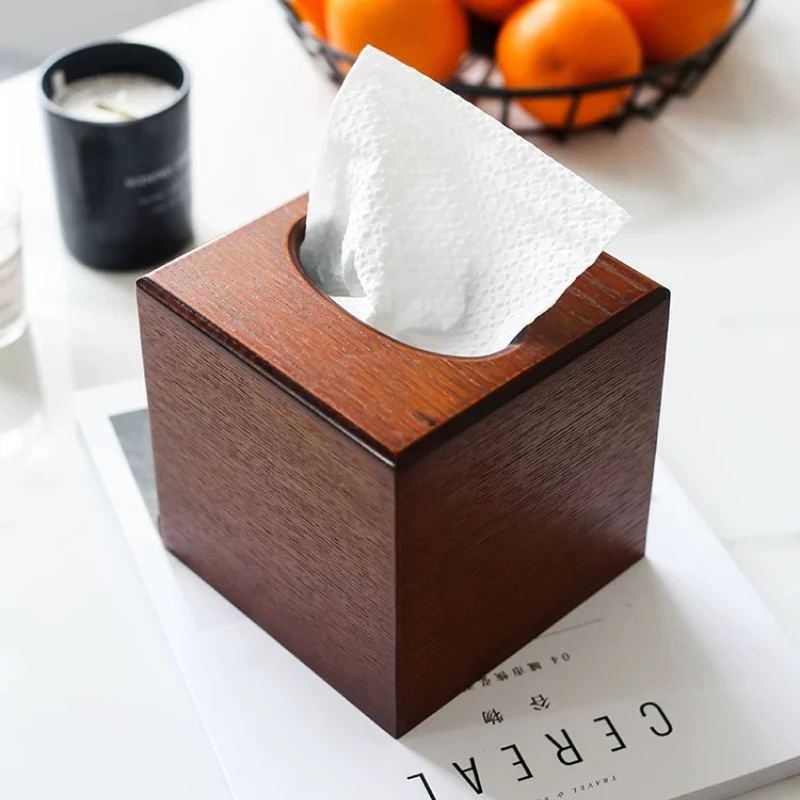 Modern Simple Bamboo Wooden Tissue Box Household Tissue Box Restaurant Desktop Tissue Boxes