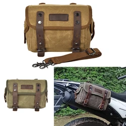 Motorcycle Luggage Bag Waterproof Bike Saddle Bag Vintage Retro Rear Bag For Motorbike Waxed Canvas Rider Side Bag Men