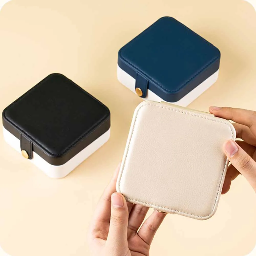 Creative Two-color Square Jewelry Box High Quality Mini Jewelry Box Detachable PU Leather Earrings Necklaces Storage Case