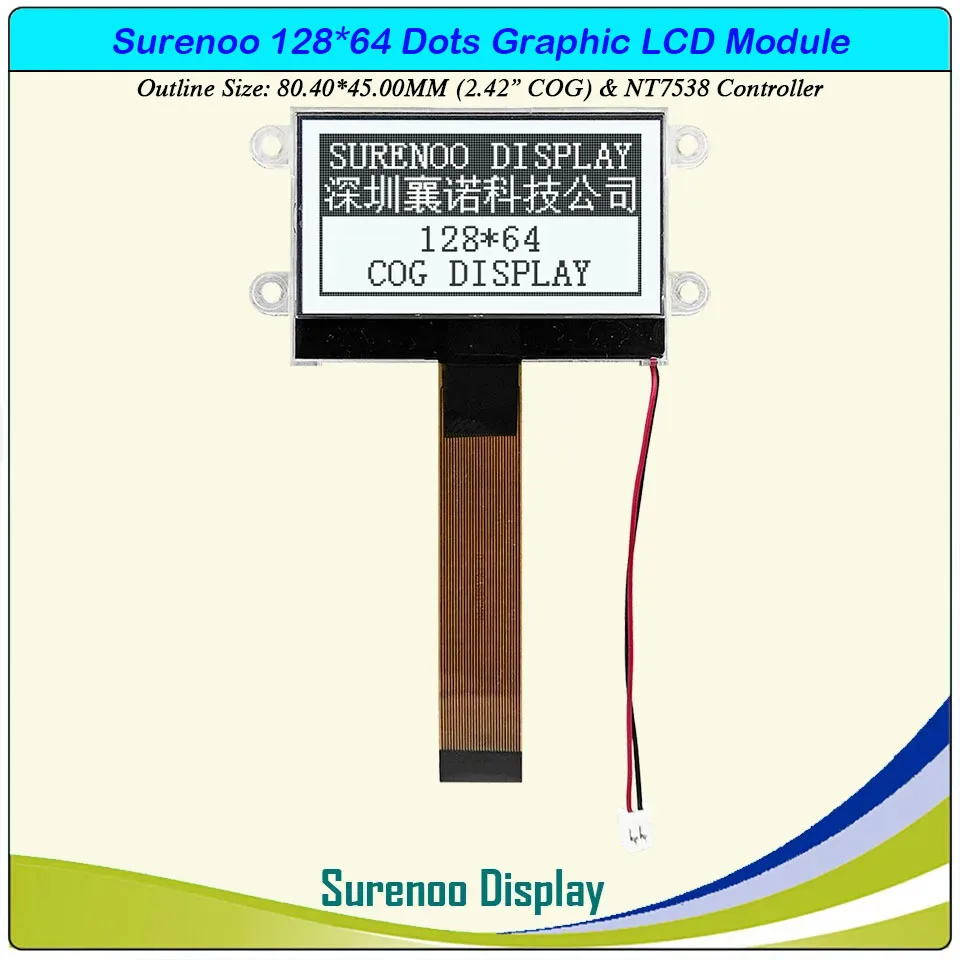 2.42 "12864 128X64 NT7538 Cog Grafische Lcd Module Display Screen Lcm Paneel Met Led Backlight
