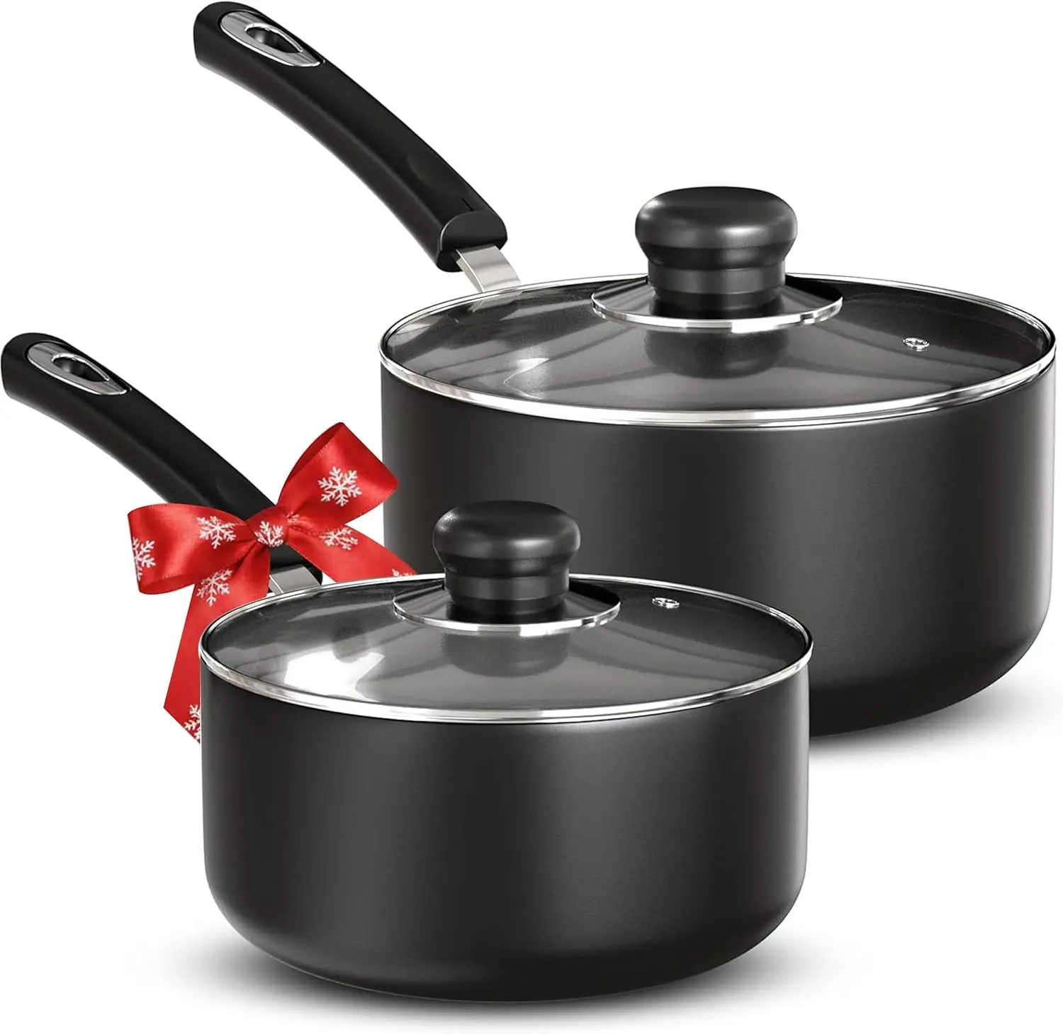 

Набор кастрюль с антипригарным покрытием и крышками, 1 и 2 кварты, многофункциональные кухонные кастрюли для приготовления пищи, серый и черный