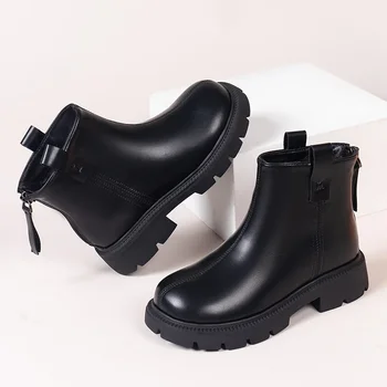 Botas cortas antideslizantes simples para niñas, botines de princesa con punta redonda, informales, versátiles, a la moda, envío directo, novedad de 2023