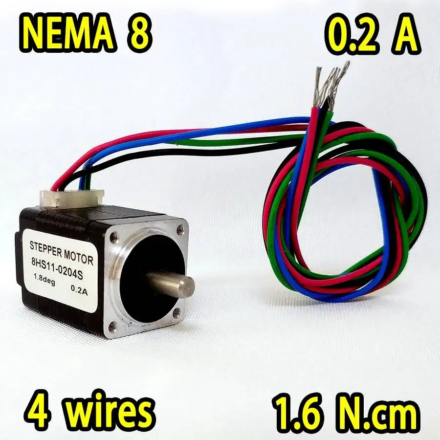 In Stock NEMA8 Stepper Motor 8HS11-0204S 1.8 Deg 0.2A 1.6 N.cm Torque SUPER SALES! HIGH QUALITY! From Factory Directly!