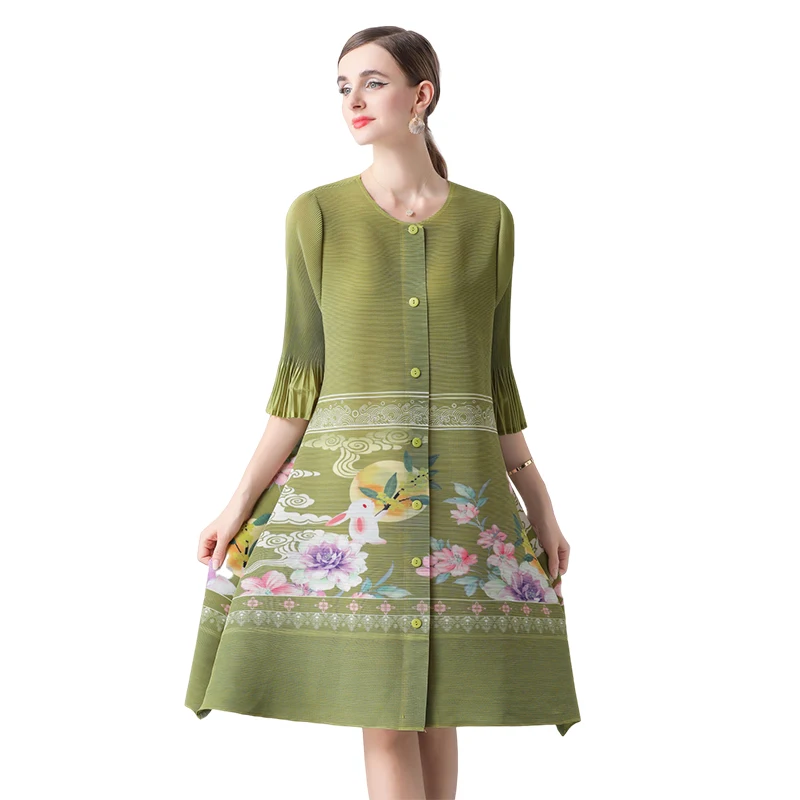 2025 봄 여름 기질 카디건 드레스 루즈핏 슬리밍 웨스턴 스타일 나이를 잊게 하는 프랑스 프린트 분위기