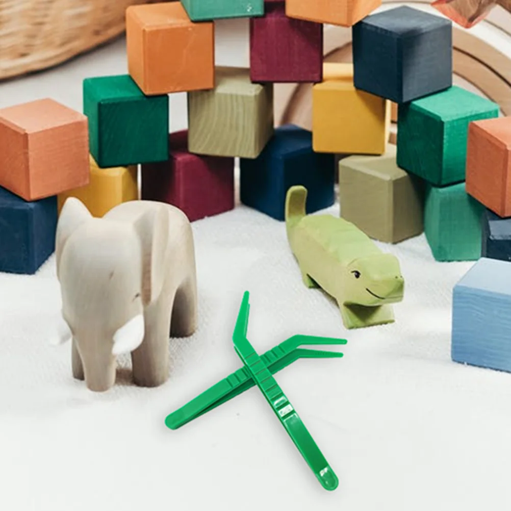 6 個の軽量プラスチックピンセット子供用湾曲したヘッド把握ツール教育活動工芸品の仕分け感覚遊び