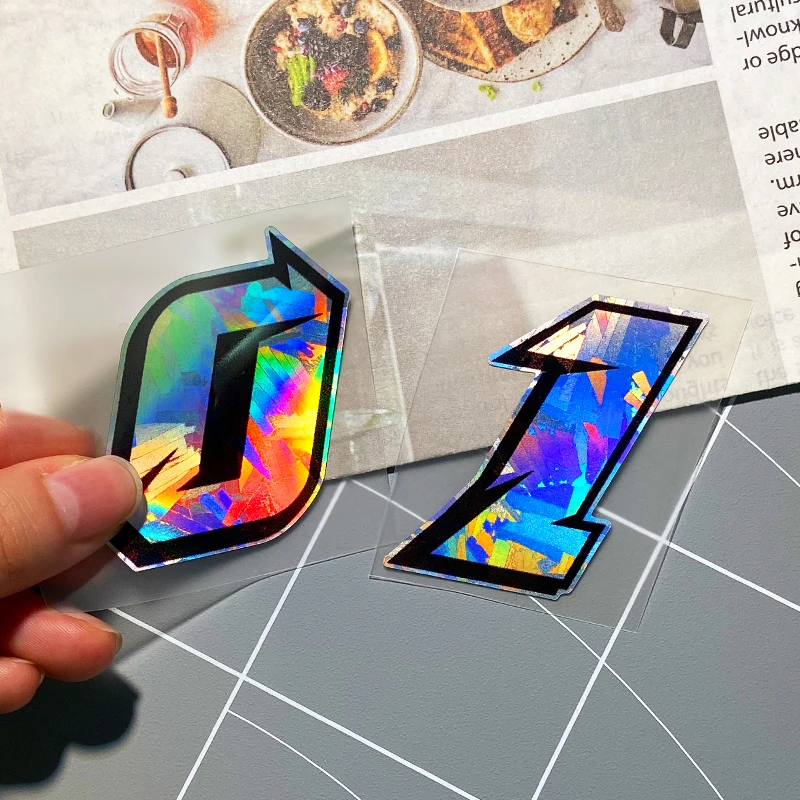 1PC Arabic Numbers Motorcycle Stickers Reflective Holographic Carbon Effect for Helmet Scooter Fuel Tank Front Fairing Decals image 3
