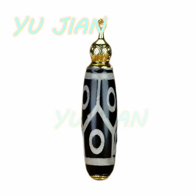 

New Boutique Eye Dzi Inlaid Dzi-agate Natural Jade Pendant Necklace Whit S925 Silver Gold Plated Chain Fine Jewelry