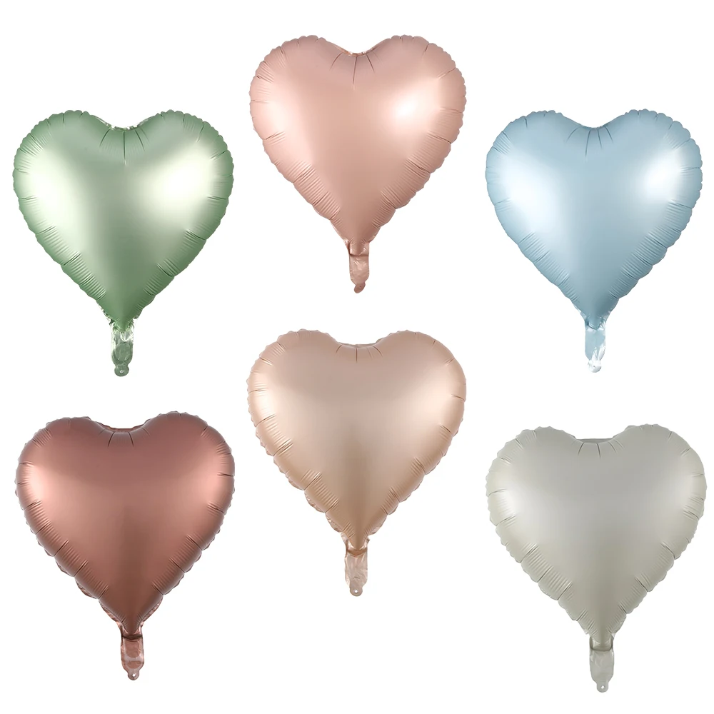 5/10Pcs 18inch Cream Heart Foil Balloon Sage Green Baby Pink Blue Brown Heart Helium Globos for Birthday Baby Shower Party Decor