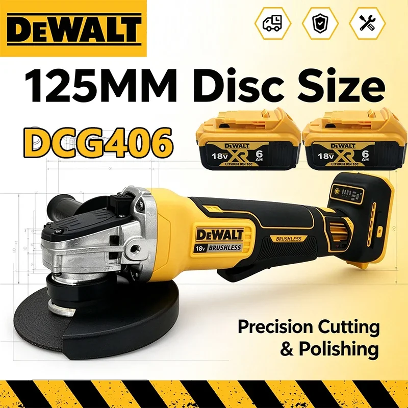 Dewalt DCG406 125MM Brushless Angle Grinder 9000RPM Cordless Cutting Machine Impact Polisher Machine 18V Rechargeable Power Tool