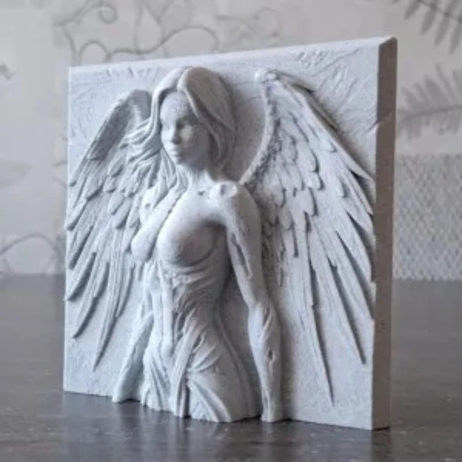 Winged Female Bust Relief Texture Angel Style Carved Sculpture Classical Tabletop Wall Vintage Home Art Decor Ornament Gift