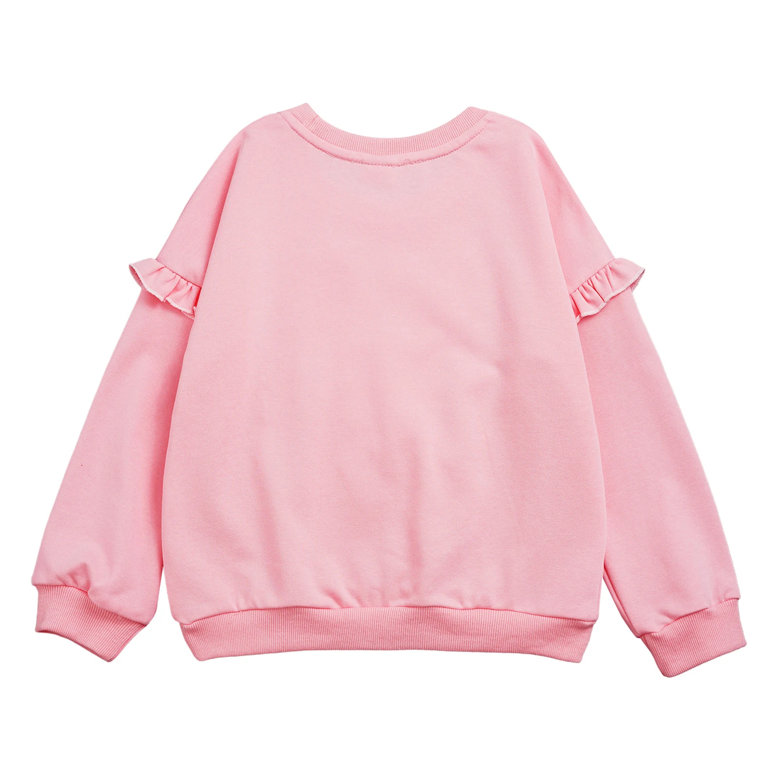 Kids Girls Cotton Sweatshirt Spring Autumn Cute Shiny Sequin Rabbit Long Sleeve Solid Color Pullover Tops Children Clothes 2023