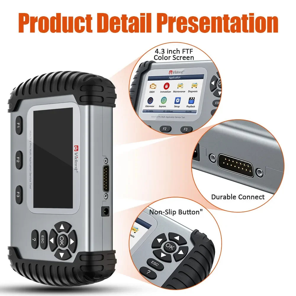 2023 Vident iAuto 702 PRO MAX All System Automotive Diagnostic Scanner Professional Key Programmer 34 Special Functions ECU Codi