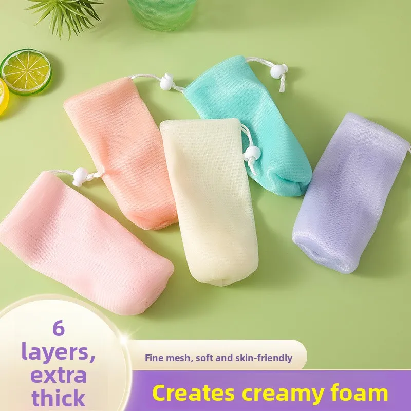 

6-слойная сетка для мыльных пузырей, сетка для очищения лица, мешочек для мыла, сетка для пены для умывания, инструмент для личной гигиены в домашних условиях, аксессуары для ванной...