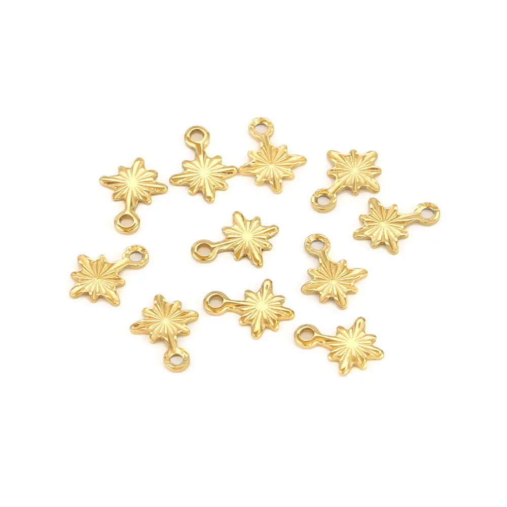 50pcs Stainless Steel Small Charms For Jewelry Making Start Round Lightning Charm For Bracelet Findings Supplies Accessories