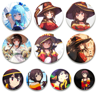 Konosuba God's Blessing on This Wonderful World! Badge Megumin Aqua Cute Anime Girl Pins Round Brooches for Backpack Accessories