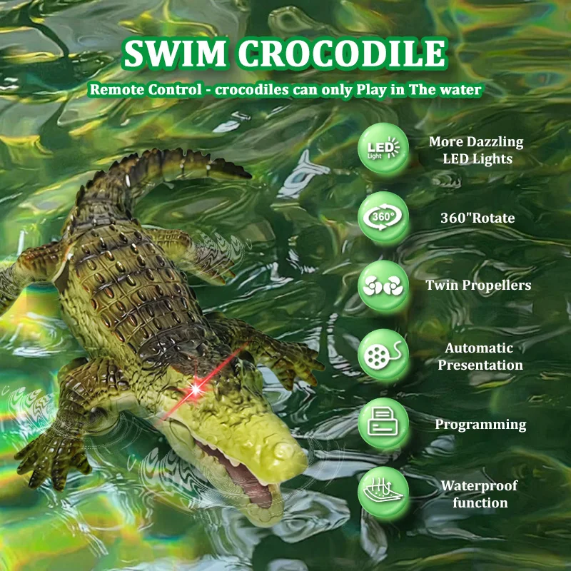 Rc animais crocodilo modelo simulação à prova dwaterproof água ao ar livre lago elétrico controle remoto jacaré modelo piscina lago água crianças brinquedos
