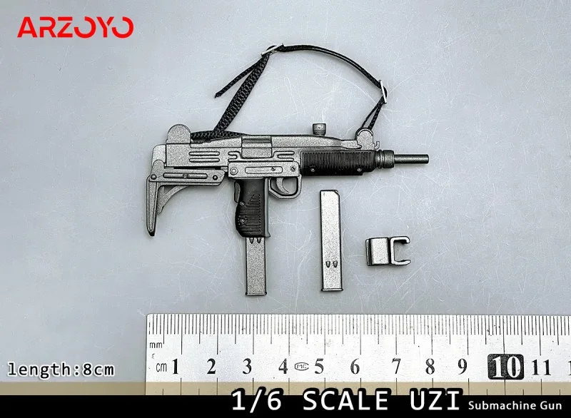 1/6 Scale UZI Submachine Gun Model 8cm Plastic Soldier Scene Accessories Props Fit 12-inch Male Female Action Figure Body