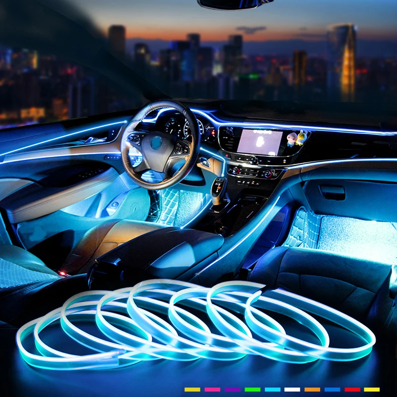 5M Fiber Optic Car Interior Decorative Ambient Light LED Flexible Strip USB Driven Cold Light Auto Interior Atmosphere Lamp 5V