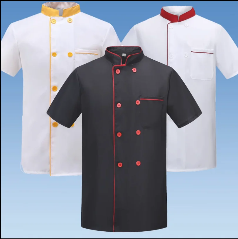 Short sleeved chef work clothes, hotel spring, summer, and autumn embroidery