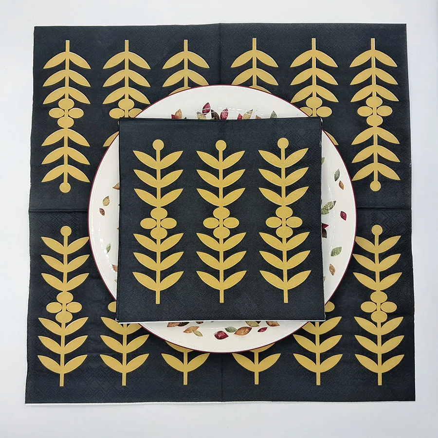 Tovaglioli di lusso neri e dorati a 2 veli 13x13", tovaglioli per cene formali per decorazioni natalizie per matrimoni, confezione sfusa da 10/20 pezzi